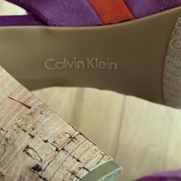 Calvin Klein suede slingback cork purple orange 9 Gracie - Picture 7 of 12